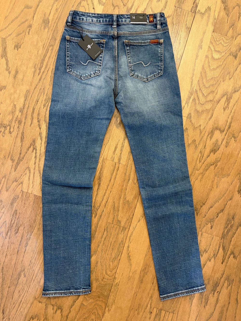 NWT 7 For All Mankind Paxtyn Boys Jeans Size 14 Slim Straight Medium Wash